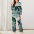 thumbnail image 2 of Pofeuu Cloud Sky Green Dragon Print Womens Pajamas Set Long Sleeve Sleepwear Button Down Nightwear Soft Pj Lounge Sets Button Down Pajamas Women-Large, 2 of 7