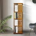 thumbnail image 5 of MoNiBloom Bamboo 4 Tiers Open Rotating Bookshelf, Books Toys Display Storage Rack, Brown, for Home, 5 of 10
