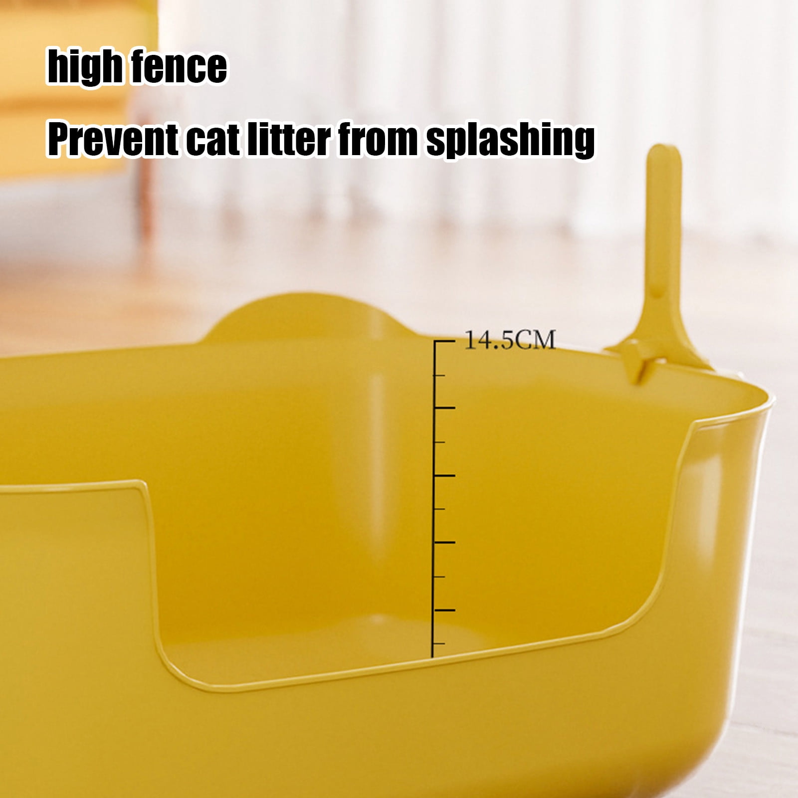 Large Cat Litter Box with High Sides, Open Kitty Litter Boxes Anti-Splashing for Indoor Cat Low Entry Cat Litter Pan for Small and Elderly Cats, Tool-Free Assembly