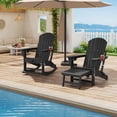 thumbnail image 2 of Patio Furniture Adirondack Rocking Chair, Folding & Portable Rocker with Retractable Ottoman & Cup Holders, HDPE All Weather Outdoor Chair for Porch, Deck, Lawn, Garden, Black, 84x 104.6x 74CM, 2 of 7