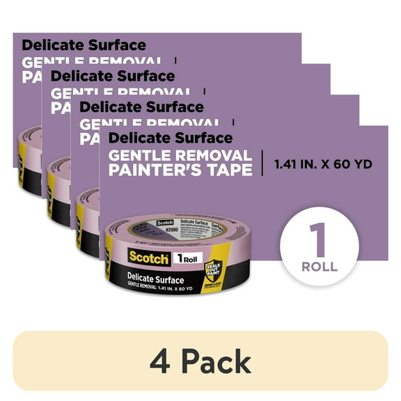 (4 pack) Scotch Delicate Surface Painter's Tape, Purple, 1.41 in x 60 Yds, 1 Roll