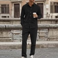 thumbnail image 3 of RUTAYY Men's Outfits Long Sleeve Solid Color Casual Shirts Tops Pants Indoor Outdoor Activities Classic Versatile Sets, 3 of 5
