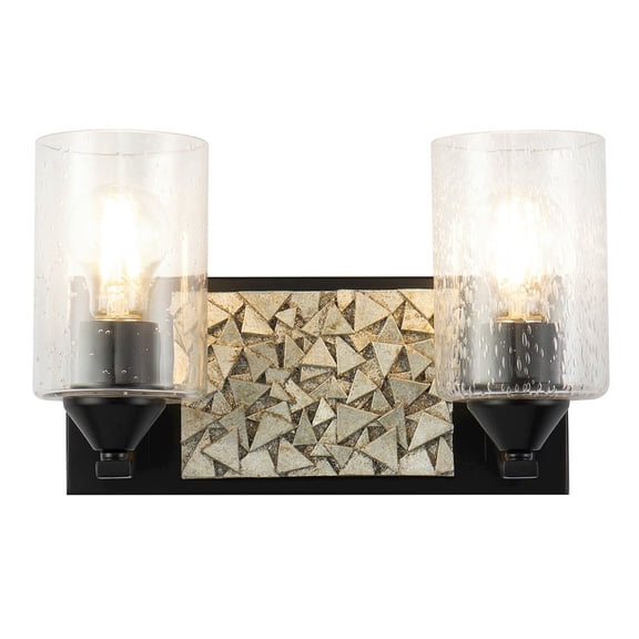 Lucas McKearn Bocage 2-light Metal Bath Vanity Light in Matte Black/Silver
