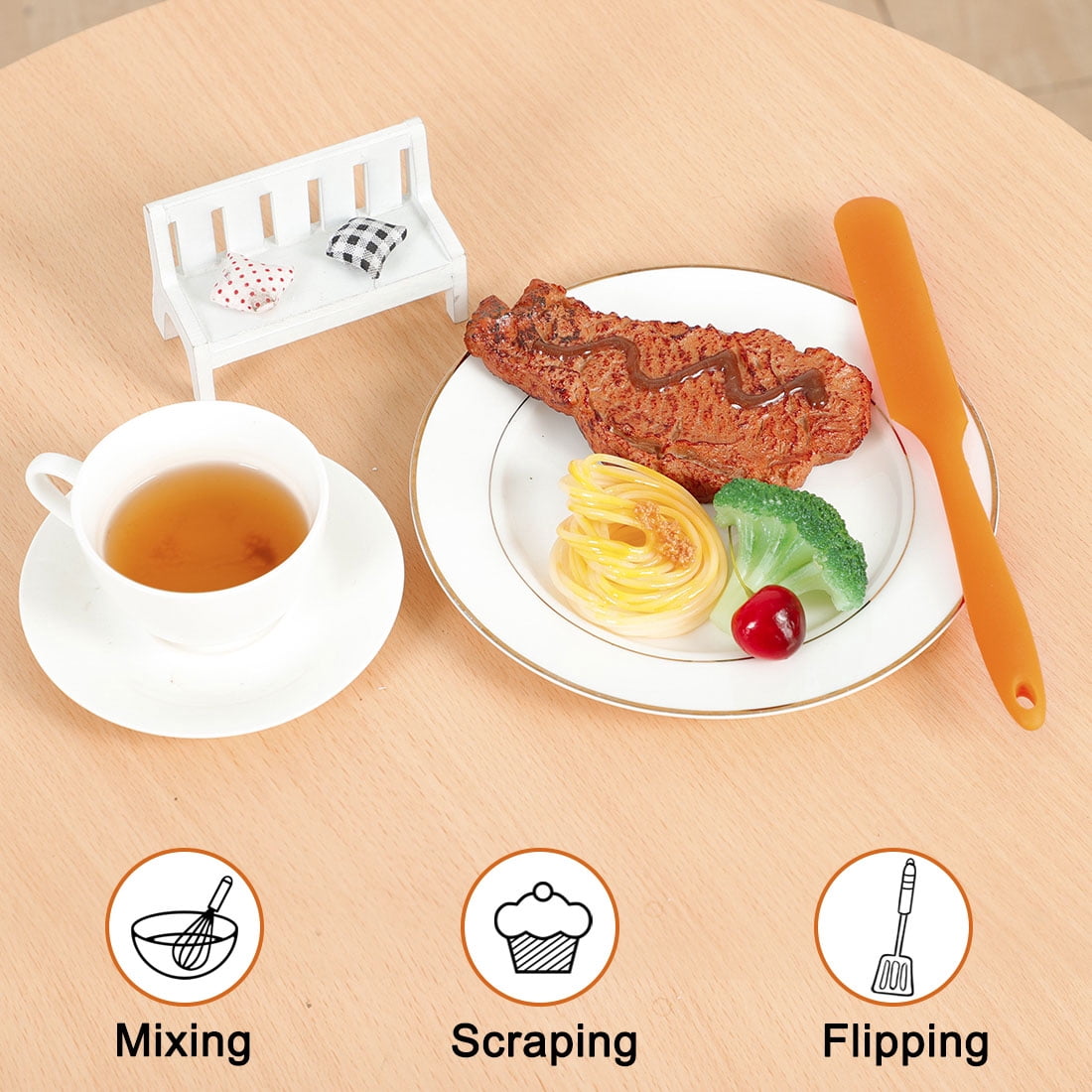 Unique Bargains Silicone Spatula 4 Pieces Heat Resistant Nonstick Turner Orange