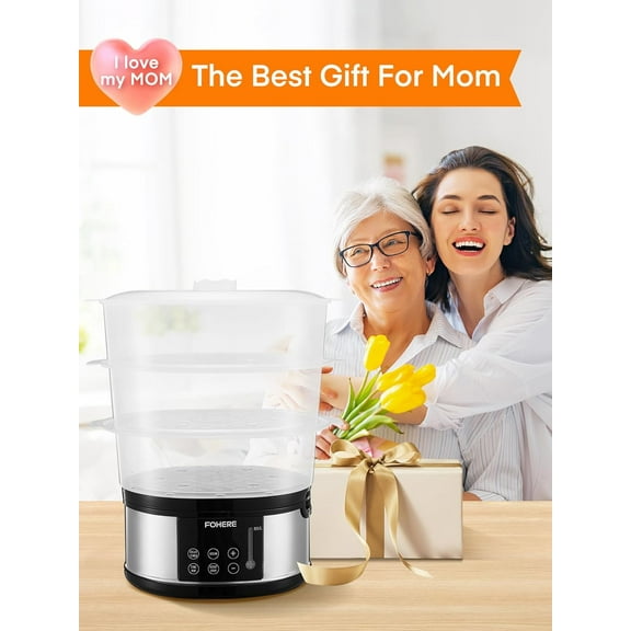 13.7QT Electric Steamer Pot with 3 Tiers, BPA-Free Baskets, 800W Turbo Steam Cycle for Veggies, Seafood, Rice