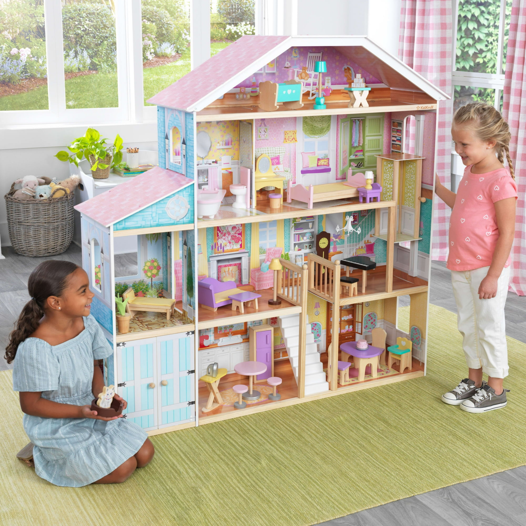 KidKraft Grand View Mansion Dollhouse with EZ Kraft Assembly™, Elevator and 34 Accessories