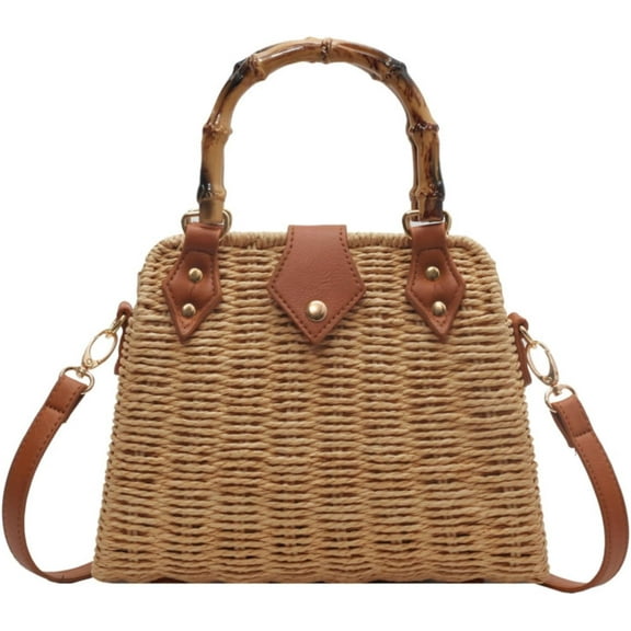 Surprise Straw Crossbody Bags for Women Beach Handbags Wicker Summer Purse Woven Island Beach Bags Natural Bag