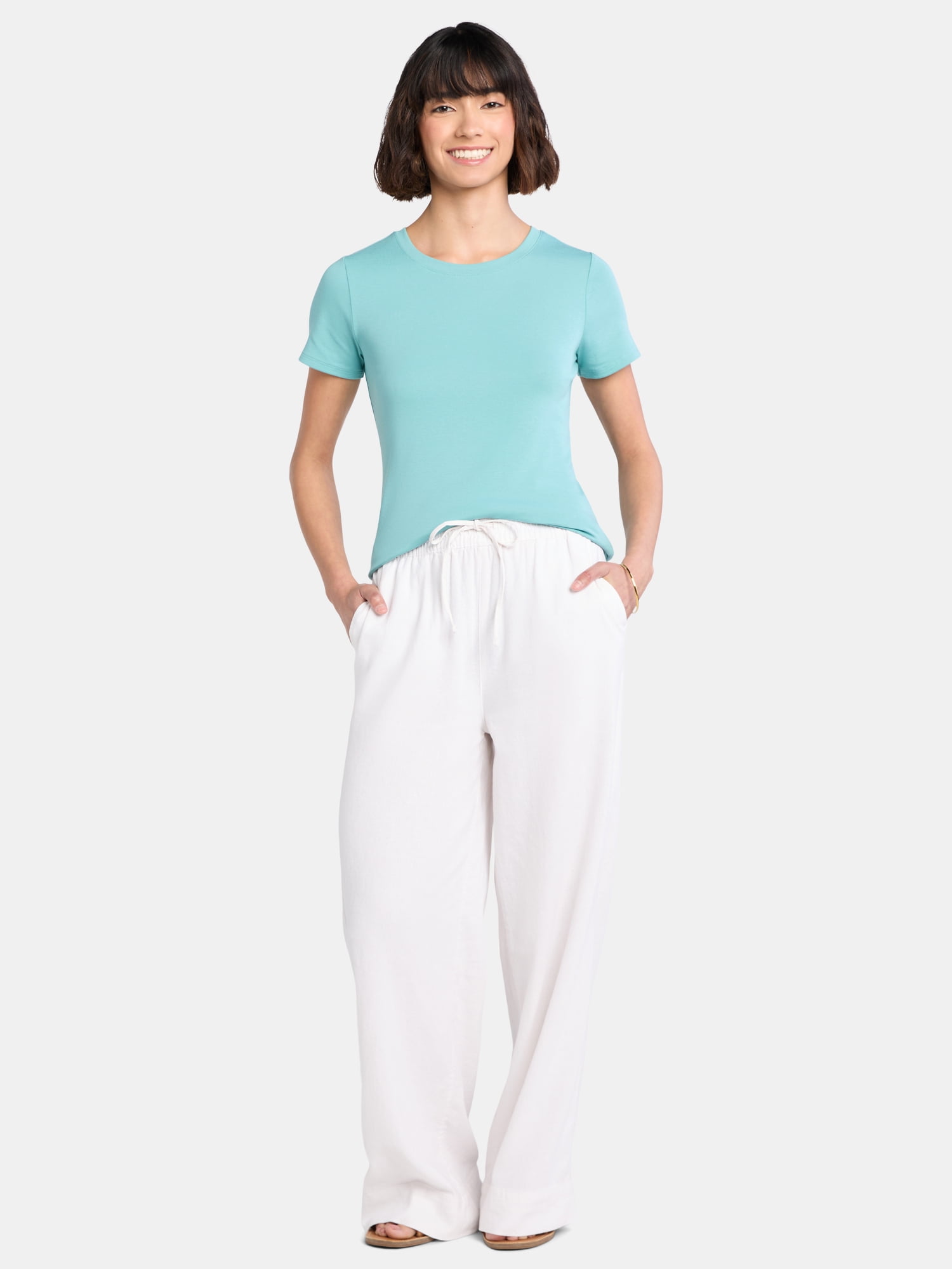 Time and Tru Women's Maternity Non Shirred Tee with Short Sleeves, Sizes S-XXL