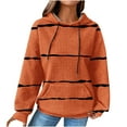 thumbnail image 2 of Women Waffle Hoodie,Womens Jacquard Drawstring Ribbed Knit Pullover Hoodie Fall Oversized Waffle Striped Sweatshirts Long Sleeve Loose Hood Sweater Tops, 2 of 7