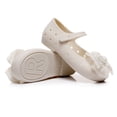 thumbnail image 5 of BXJX Girls Dress Shoes Size 11 Little Kids, Ankle Strap Non Slip Flat Heel Bow Kids Princess Shoes Beige, 5 of 9