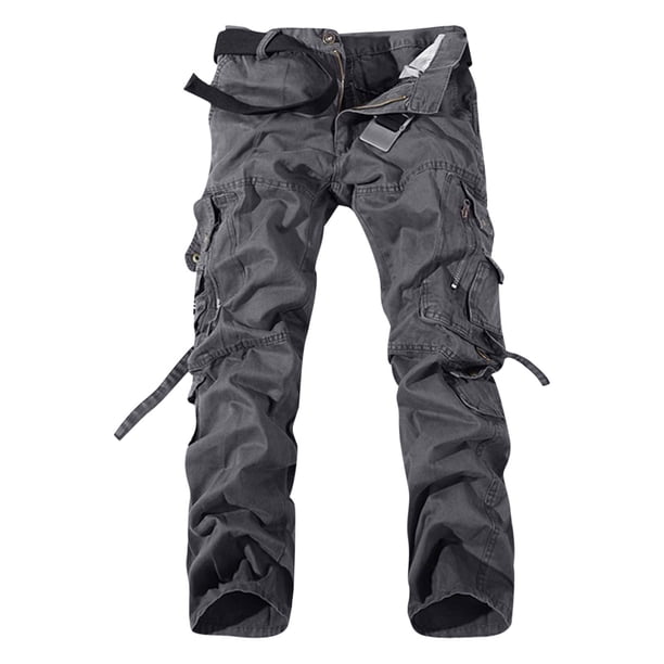 Pantalones largos para hombre, holgados, multibolsillos, lavados, para exteriores, informales