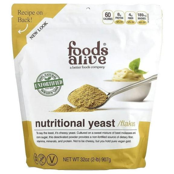 Foods Alive, Nutritional Yeast Flakes, Unfortified, 2 lb Pack of 3