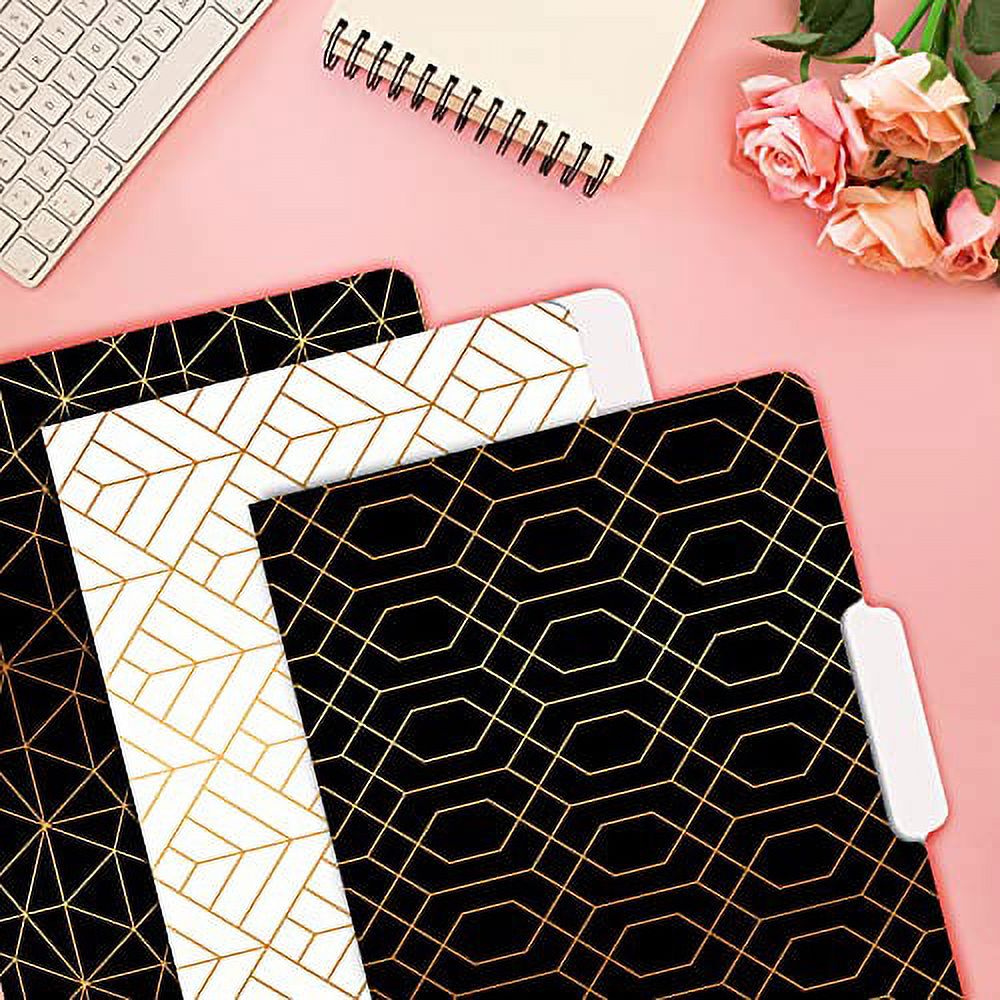 Better Office Geometric Gold Foil Heavyweight File Folders 1/3-Cut Tab Letter Size Assorted Colors