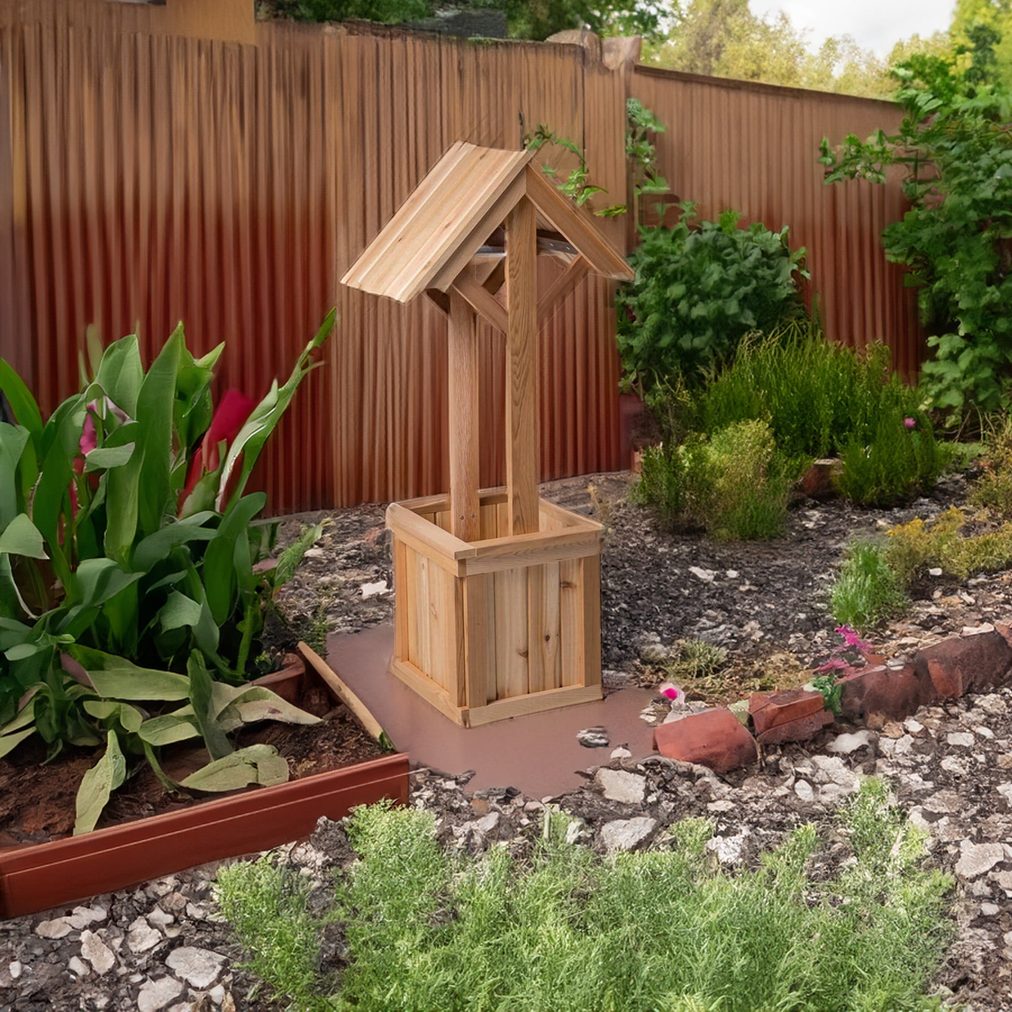 All Thing Cedar WW48 4-ft Wishing Well Planter Box - 22L x