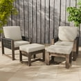 thumbnail image 3 of EAGLE PEAK 4 Pieces Natural Real Wood Cedar Outdoor Patio Conversation Set Spacious Seat Dining Chairs Set with Beige Cushions, Ottomans, 3 of 8