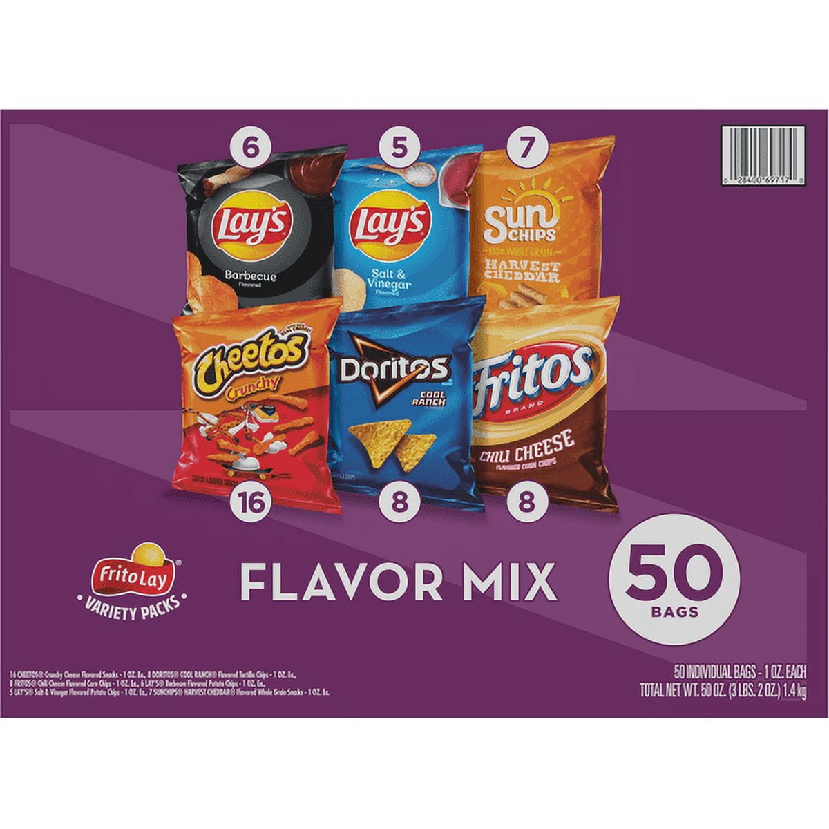 Frito-Lay Flavor Mix Chips And Snacks Variety Pack (50 Count)