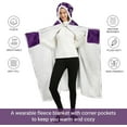 thumbnail image 4 of Sending Big Hugs Purple Wearable Blanket Hoodie Sherpa Fleece - Birthdays Gifts for Women - Inspirational Gift for Women Friends, 4 of 6