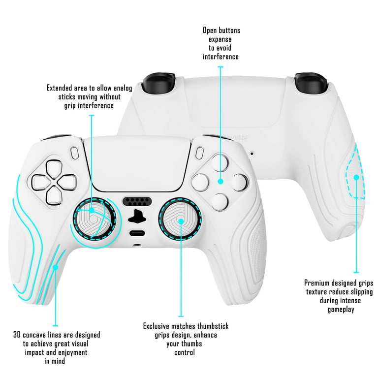 PlayVital Samurai Edition White Anti-Slip Controller Grip Silicone