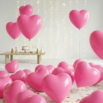 PMU Valentine’s Day Heart Shaped Balloons 15 Inch PartyTex Premium Rose Latex Decorations for Valentine's Day, Weddings, Birthdays, Anniversaries, Engagements Pkg/12