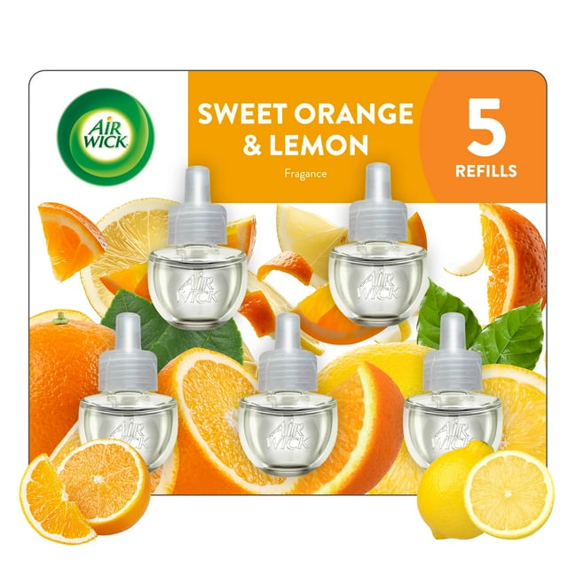 Recambio de aceite perfumado Air Wick, naranja dulce y limón, 5 x 30 ml