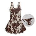 thumbnail image 5 of Xixirimido Brown Cowhide Print Girls One Piece Swimsuits with Skirt Sleeveless Swim Dress Modest Skirted Swimwear with Built-in Shorts UPF 50+ Bathing Suit, 8-9 Years, 5 of 7