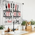 thumbnail image 2 of Rustic Country Farmhouse Kitchen Curtains Short Small Wooden Board Fork Spoon Rod Pocket Red Black White Funny Quotes Bedroom Living Room Treatment Fabric 2 Panels 27.5Wx39H Inch, 2 of 5