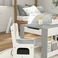 thumbnail image 2 of Resenkos Kids 3-Piece Table & Chair Set - With Reversible Blackboard Tabletop, Storage & Bookshelves, Gray, 2 of 7