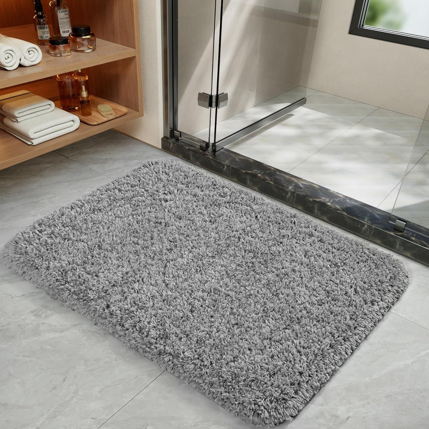 LOCHAS Bath Rug, Grey, 24x17 Inch