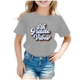 thumbnail image 1 of TIEVOSA T-Shirt d'Été à Manches Courtes pour Filles, Coupe Ample Décontractée, Col Rond, Imprimé Lettre Dessin Animé Mignon, Tee-Shirt Graphique Confortable et Respirant pour 3-10 Ans, Usage Quotidien pour 2-3 Ans (Gris), 1 of 4