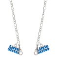 thumbnail image 1 of Royal Blue ''Little Sister'' with Heart Silvertone Face Mask Necklace, 1 of 2