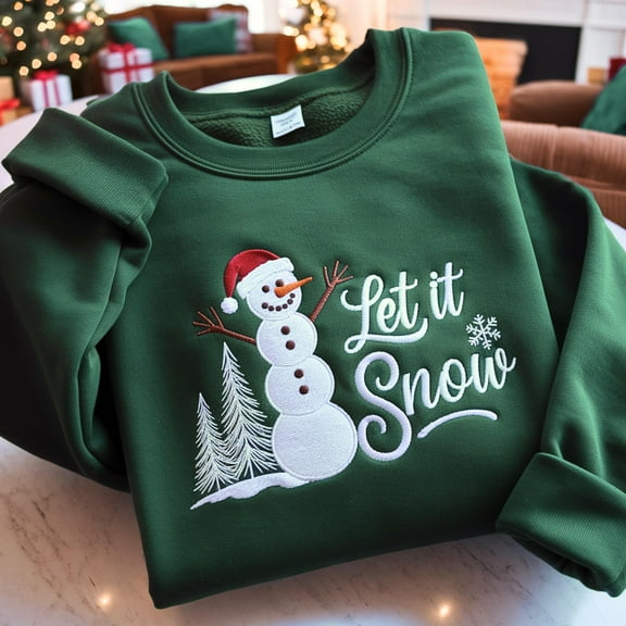 Let it Snow Embroidered Sweatshirt, Christmas Snowman Embroidery Shirt, Holiday Xmas Gifts