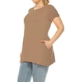 thumbnail image 2 of Women's Plus Size Casual Solid Short Sleeve Round Neck Tunic Tops with Side Pockets, 2 of 6