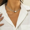 thumbnail image 2 of Hip Hop Métal Creux Collier de Perles Mode Simple Collier Bijoux, 2 of 6