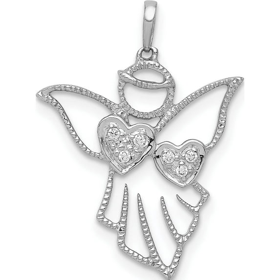14K White Gold Diamond Angel Pendant Made In India pm5145-003-wa