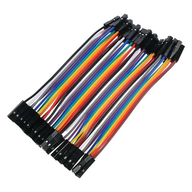 40 cables puente de 10 cm (2,54 mm) hembra a hembra, de colores, compatibles con protoboard.