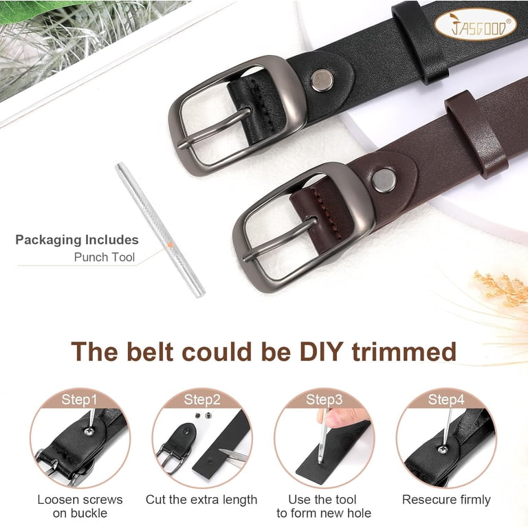 4314 [2 Pack Leather Belt Women-womens With Pin Buckle-belts Amazon.com: SENDEFN 2 Pack Women Leather Belts with Pin  main image 2