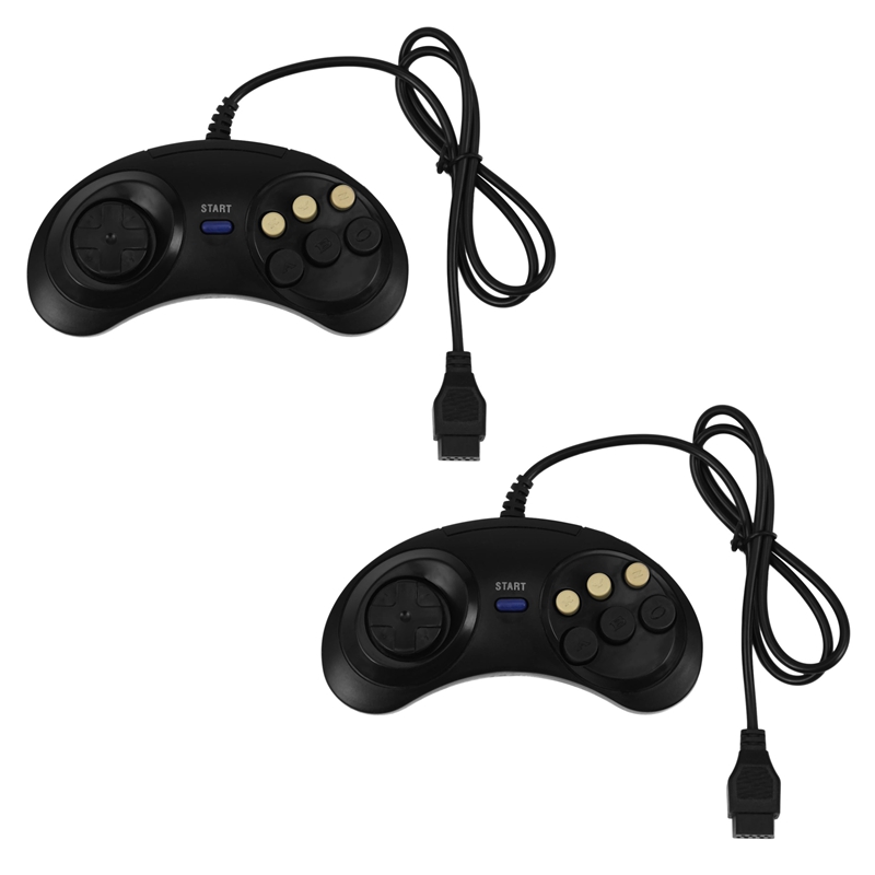 2X Classic Retro 6 Buttons Wired Handle Game Controller Gamepad Joystick Joypad for Md2 Pc