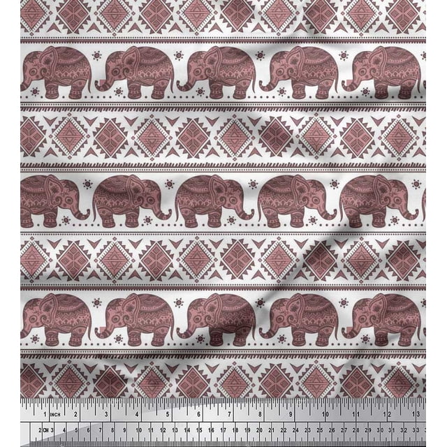 Soimoi Rayon Fabric Aztec & Tribal Elephant Ethnic Fabric Prints By Yard 56 Inch Wide