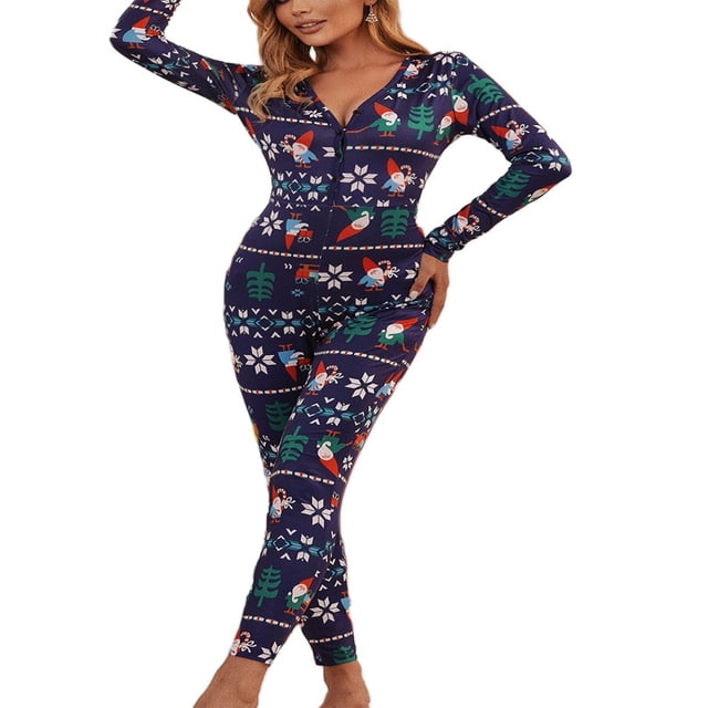 Combinaison Pyjama pour Femmes Christmas Cartoon une-Pièce de Nuit