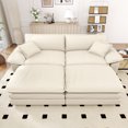 thumbnail image 3 of Dinosisco Modular Sectional Cloud Couch with 2 Reversible Ottoman, Oversized 2 Seater Indoor Chaise Lounge L-Shaped Small Space Corduroy Sofa for Living Room/Apt, Beige, 3 of 9