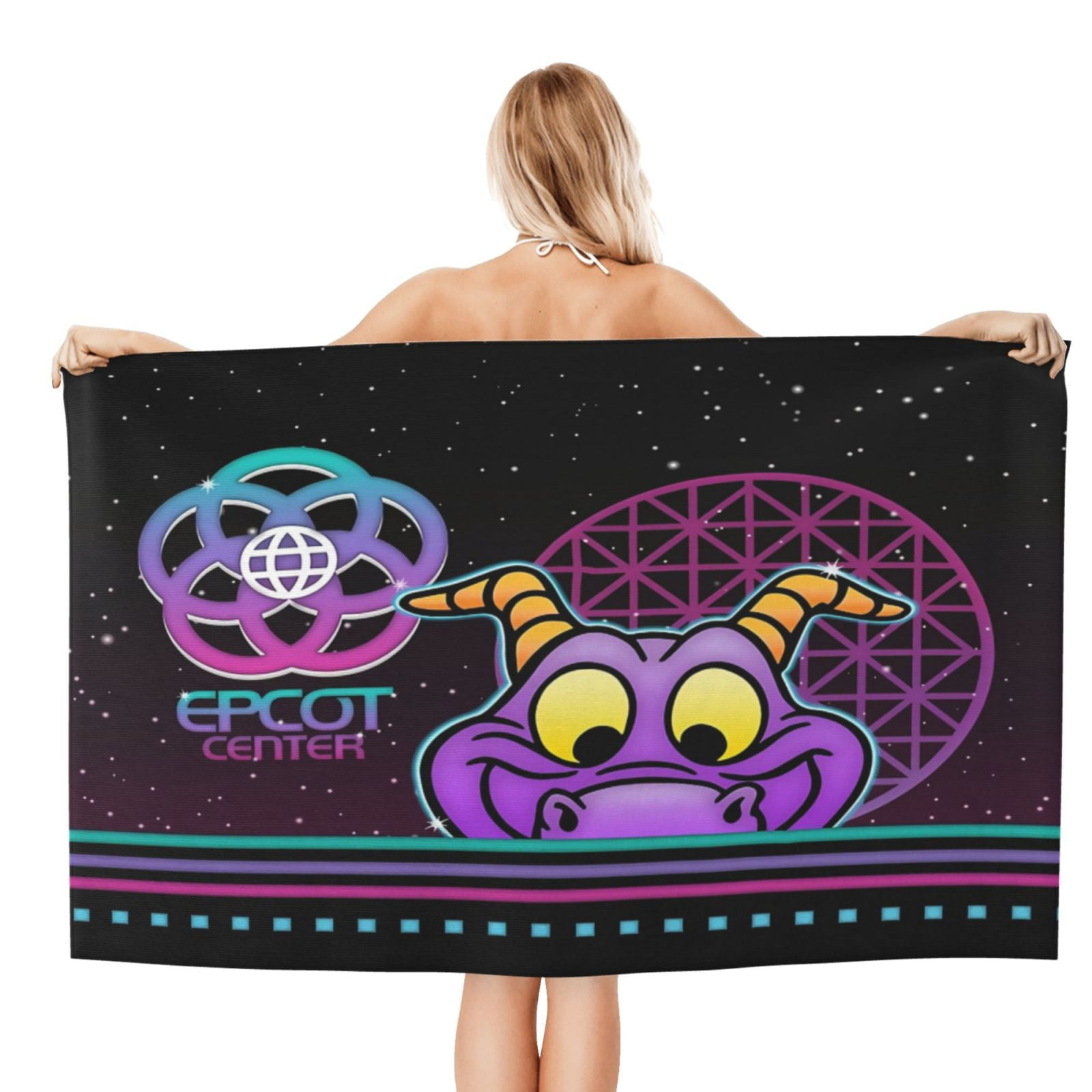 80'S Glow Figment Bath Towel Washcloths Beach Towel Quick Dry Towel Microfiber Absorbent Bath Towel 32x52 In