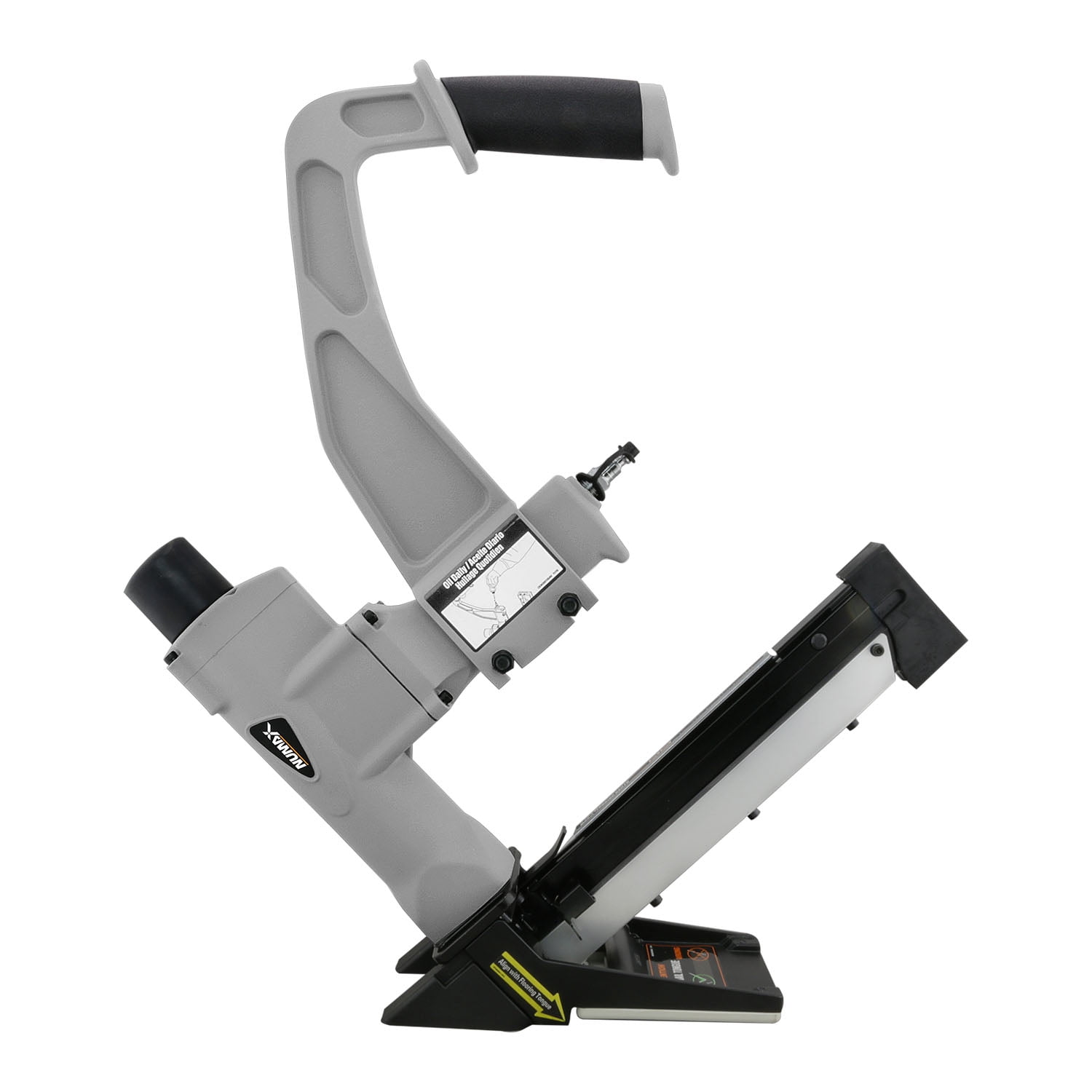 NuMax SFL618 Pneumatic 3-in-1 15.5-Gauge and 16-Gauge 2" Flooring Nailer / Stapler with Flooring Mallet and Interchangeable Base Plates