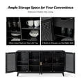 thumbnail image 2 of 4-door Modern Storage Sideboard with Adjustable Shelf Latticwork Door Cabinet for Living Room Black, 2 of 7