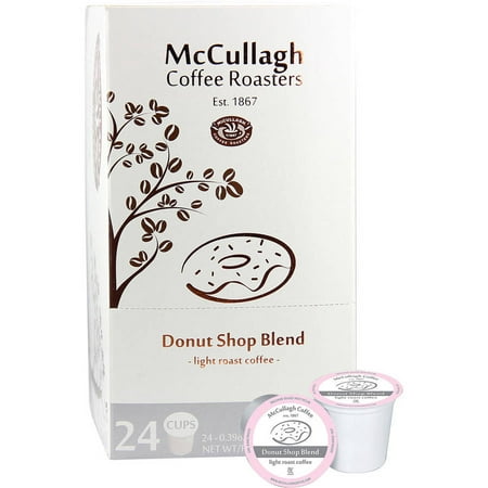 McCullagh Coffee Roasters Donut Shop Blend Light Roast Single Serve Coffee Cups, 24 count, (Pack of