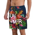 thumbnail image 2 of KLL Summer Birds and Flowers Men's Casual Summer Beach Shorts Hawaiian Shorts with Pockets-3X-Large, 2 of 9
