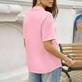 thumbnail image 4 of Women'S Short Sleeve Polo Shirts Collared V Neck Business Casual Dressy Blouses,Pink M, 4 of 6