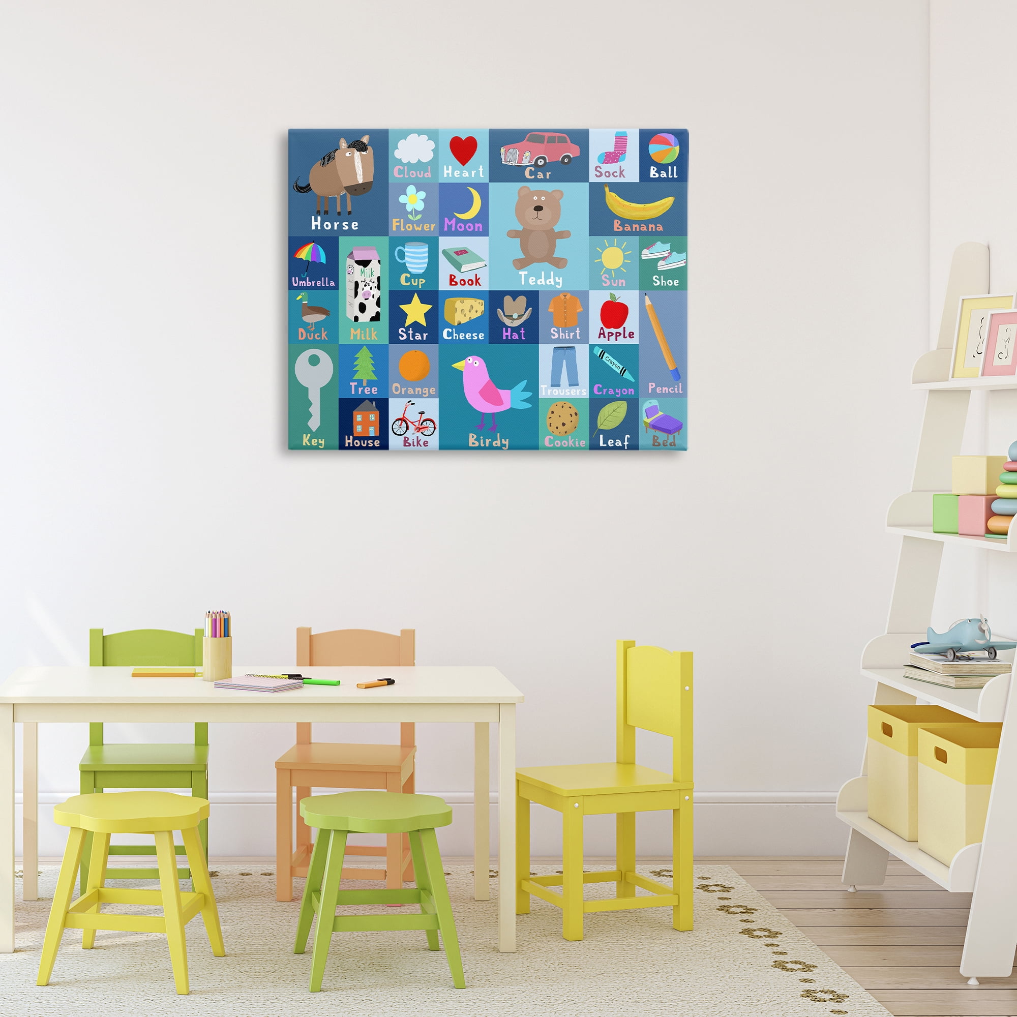 Stupell Industries Blue First Words Canvas Wall Art, design by Carla Daly