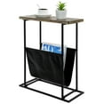 thumbnail image 4 of MyGift 21-Inch Brown Torched Wood Side Table with Black Magazine Holder Sling, Modern Living Room End Table, 4 of 7