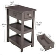 thumbnail image 2 of End Table 3 Tier, Narrow Nightstand with Drawer & Shelves, Wood Accent Side Table for Living Room Bedroom Office, Brown, 2 of 9