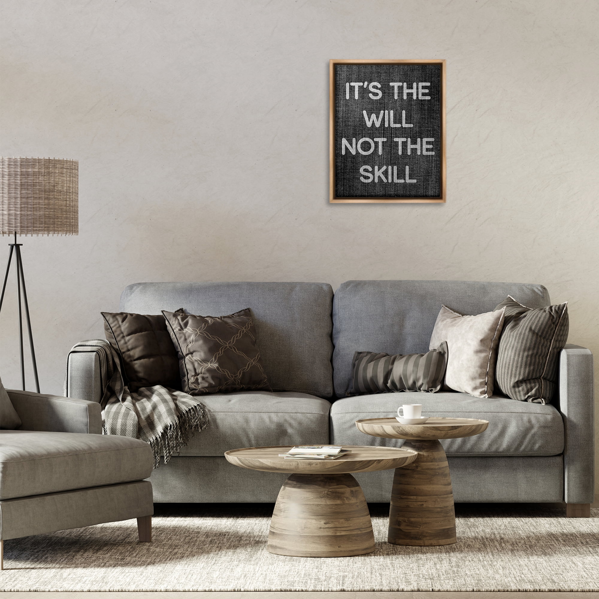 Stupell Industries Will Not Skill Phrase Text & Numbers Painting Brown Floater Framed Canvas Art Print Wall Art, 17 x 21